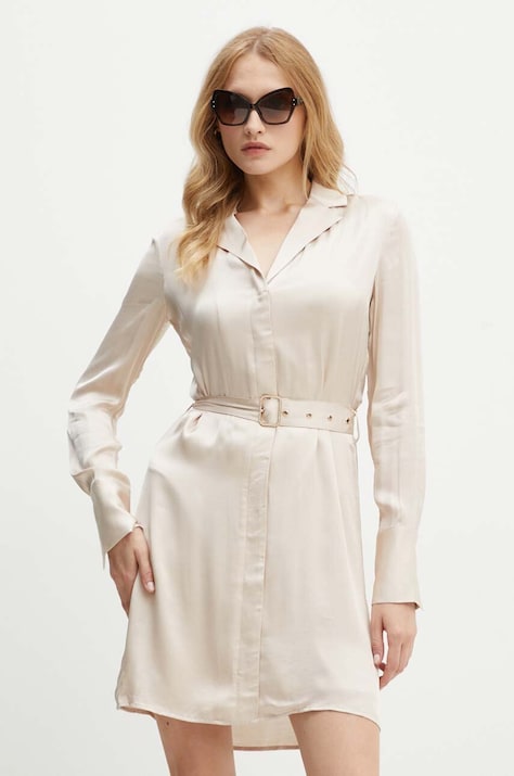 Guess rochie GRACE culoarea bej, mini, evazată, W4YK0E WGFU2