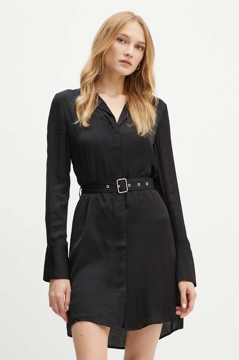 Guess rochie GRACE culoarea negru, mini, evazată, W4YK0E WGFU2