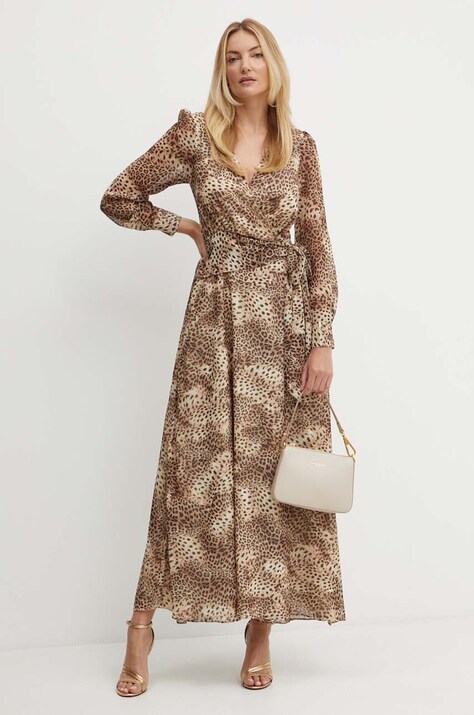 Guess rochie LAILA culoarea maro, maxi, evazată, W4YK34 WDW82