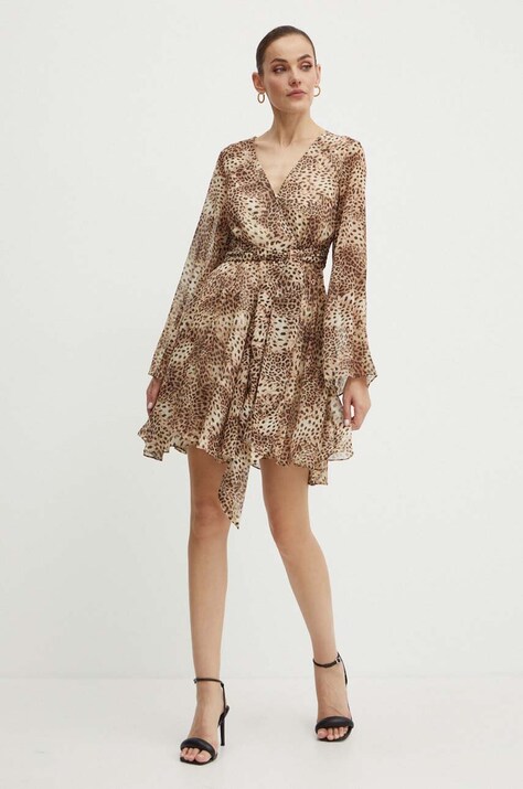 Guess rochie LAILA culoarea maro, mini, evazată, W4YK29 WDW82