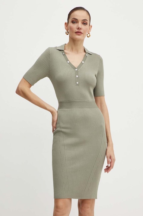 Guess rochie DESTINY culoarea verde, mini, mulată, W4YK16 Z37K0