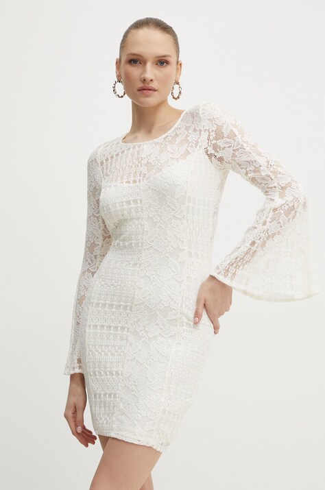 Guess rochie NICKI culoarea bej, mini, mulată, W4YK67 KBSV0