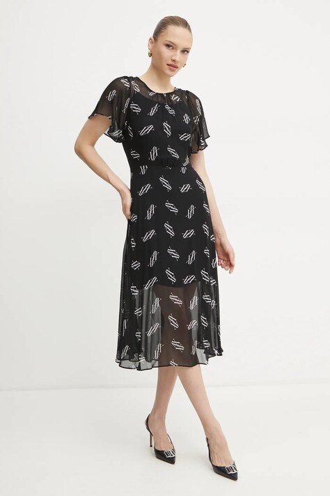 Armani Exchange rochie culoarea negru, midi, evazată, 6DYA08 YN1VZ