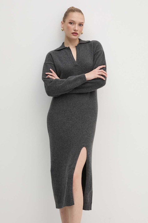 Вовняна сукня Pinko колір сірий maxi oversize 104064 A1CH