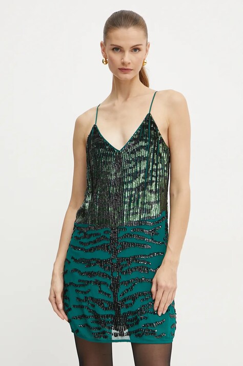 Pinko rochie culoarea verde, mini, dreaptă, 103849 A200
