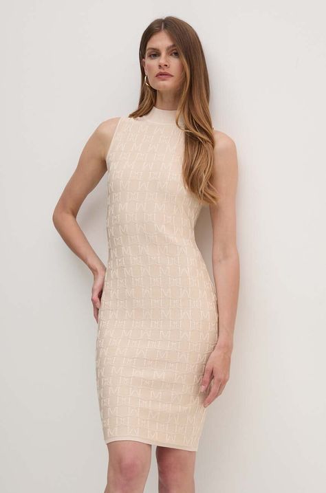 Φόρεμα Marciano Guess MARTI χρώμα: μπεζ, 4YGK0A 5718Z