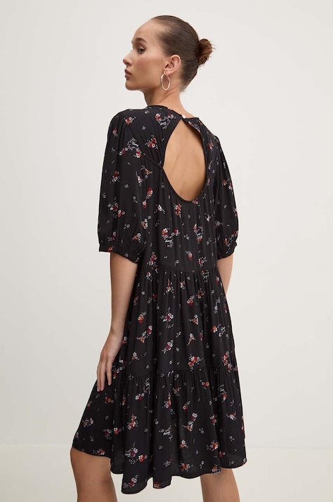 Tommy Jeans rochie culoarea negru, mini, evazată, DW0DW18602