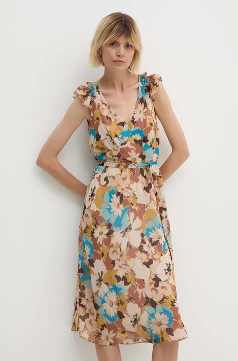 Lauren Ralph Lauren rochie culoarea bej, midi, evazati, 200940135