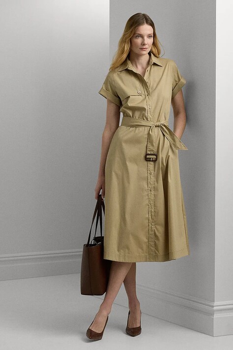Сукня Lauren Ralph Lauren колір бежевий mini розкльошена 250941649