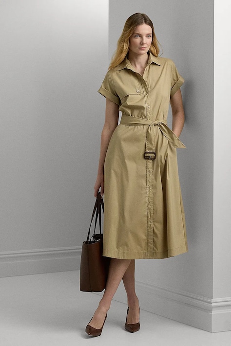 Сукня Lauren Ralph Lauren колір бежевий mini розкльошена 250941649
