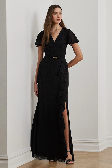 Lauren Ralph Lauren sukienka kolor czarny maxi rozkloszowana 253909447