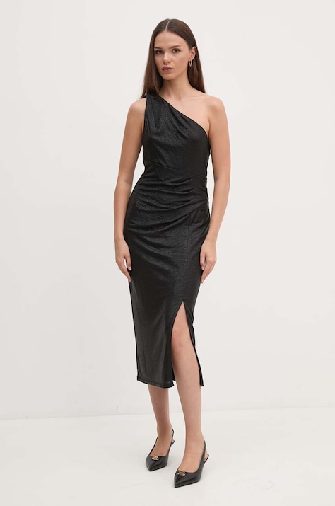Lauren Ralph Lauren rochie culoarea negru, midi, dreaptă, 253940168