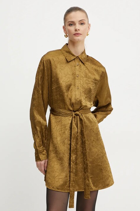 Pinko rochie culoarea auriu, mini, evazată, 104424 A285