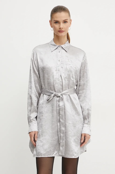 Pinko rochie culoarea argintiu, mini, evazată, 104424 A285