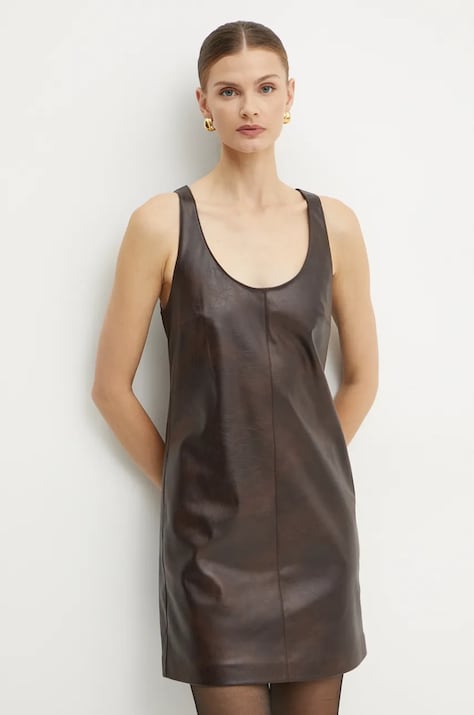 Pinko rochie culoarea maro, mini, dreaptă, 104397 A27M