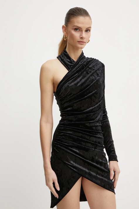 Pinko rochie de catifea culoarea negru, mini, mulată, 104477 A29L