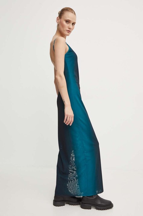 Won Hundred rochie culoarea turcoaz, maxi, dreaptă, 3056-13034