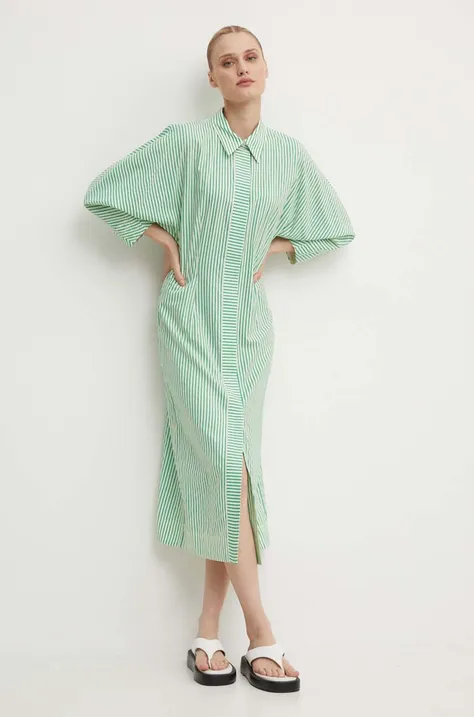 Платье Day Birger et Mikkelsen Laurie - Daily Classic Stripe RD цвет зелёный midi расклешённое DAY65243267