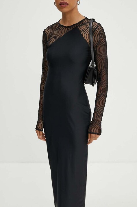 Rotate rochie Stretchy culoarea negru, maxi, mulată, 112910100