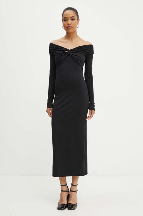 Rotate rochie Off Shoulder Dress culoarea negru, midi, dreaptă, 113026100
