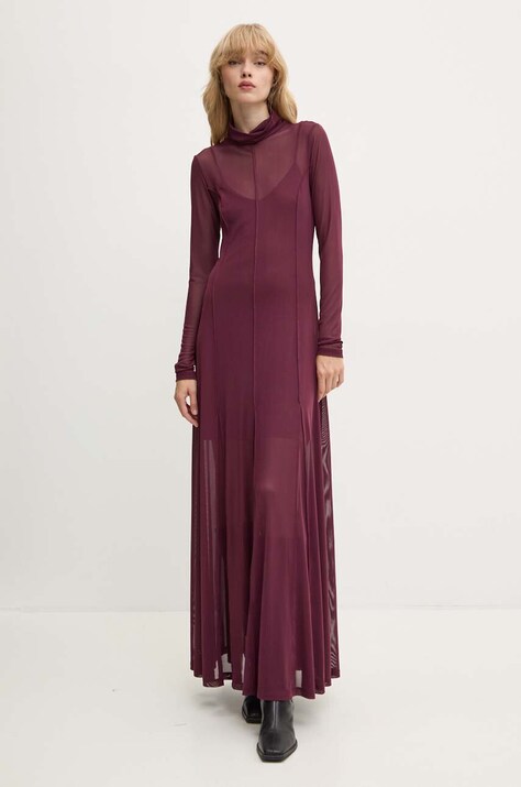 Šaty Remain Maxi Mesh Dress bordová farba, maxi, áčkový strih, 5019472694