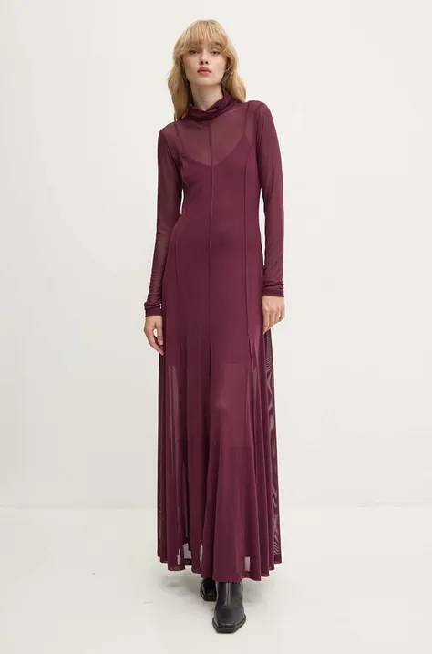 Šaty Remain Maxi Mesh Dress bordová farba, maxi, áčkový strih, 5019472694