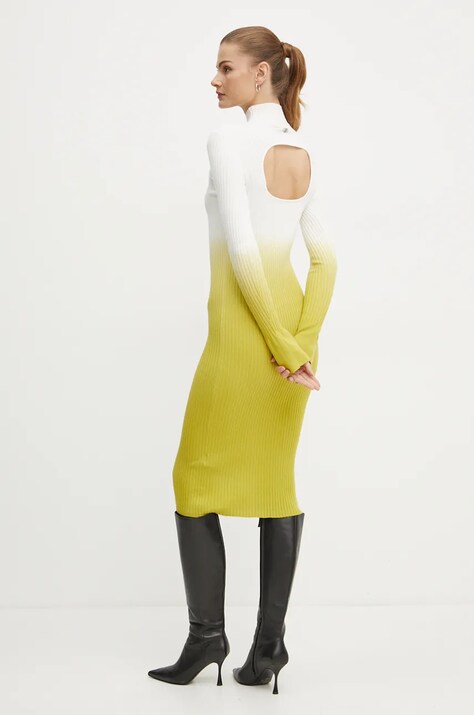 Liu Jo rochie culoarea verde, midi, mulată, WF4356 MA47P