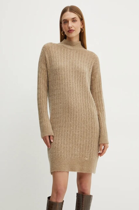 Liu Jo rochie culoarea bej, midi, dreaptă, WF4534 MA43P