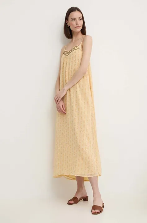 Pepe Jeans sukienka MADONNA kolor żółty maxi rozkloszowana PL953570
