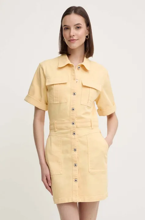 Rifľové šaty Pepe Jeans JILL žltá farba, mini, rovný strih, PL953577