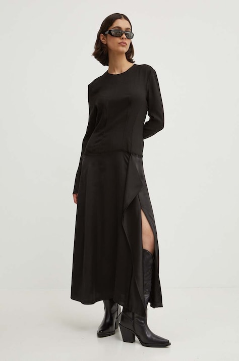 Moschino Jeans rochie culoarea negru, maxi, evazată, 0418.8229