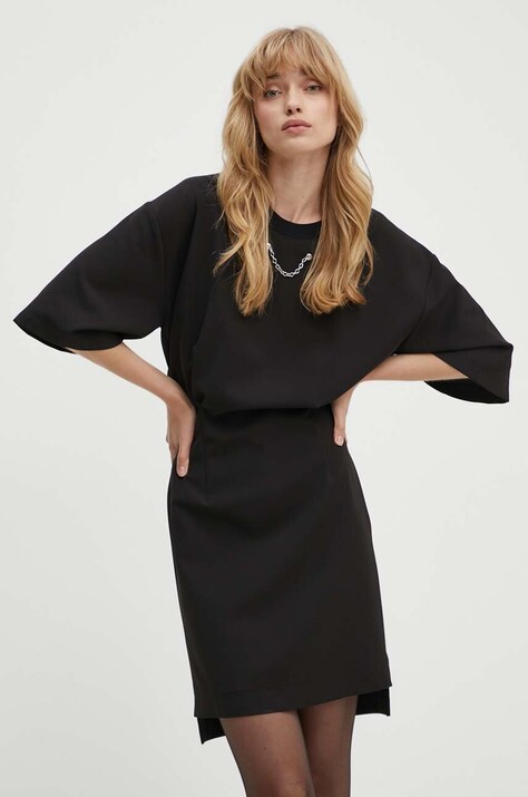 Šaty Moschino Jeans čierna farba, mini, áčkový strih, 0421.8227