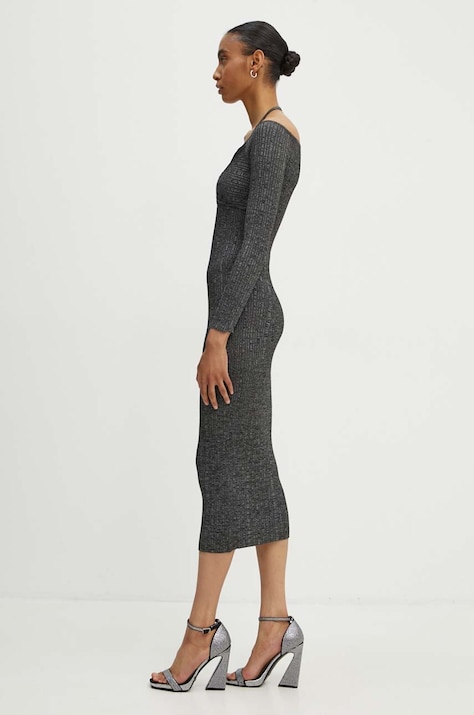 Moschino Jeans rochie culoarea gri, midi, mulată, 0481.8201