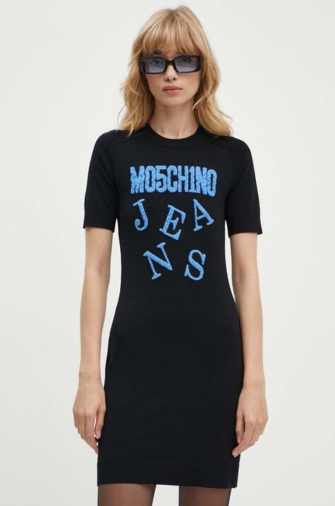 Moschino Jeans rochie culoarea negru, mini, mulată, 0491.8205