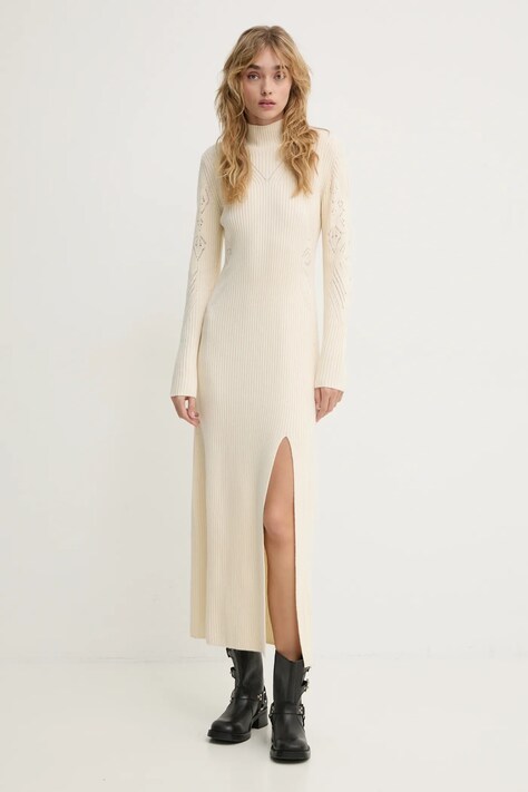 BA&SH rochie culoarea bej, maxi, dreaptă, 1H24ARMI