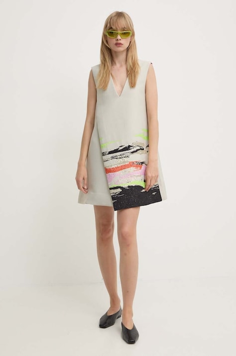 Stine Goya rochie culoarea gri, mini, dreaptă, SG5841