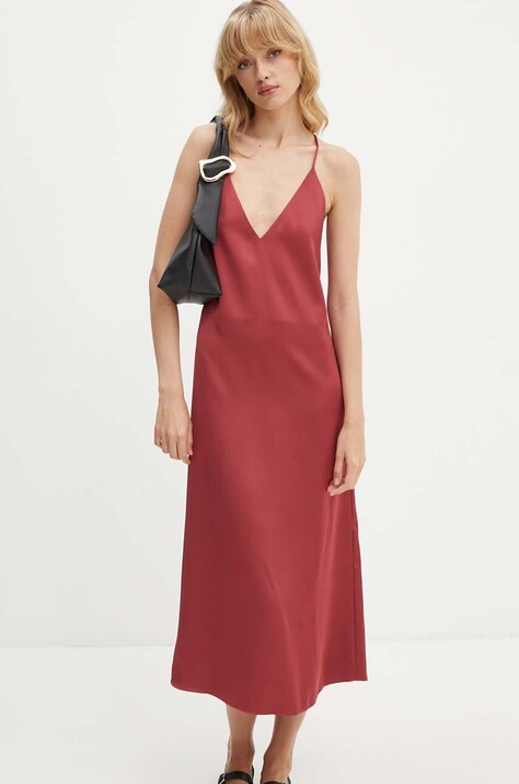 Stine Goya rochie culoarea bordo, midi, evazată, SG5862