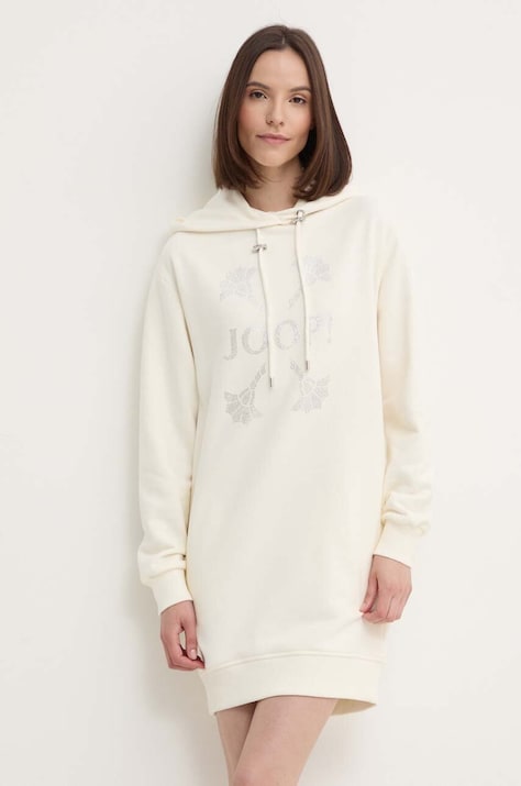 Joop! rochie din bumbac culoarea bej, mini, dreaptă, 30042821