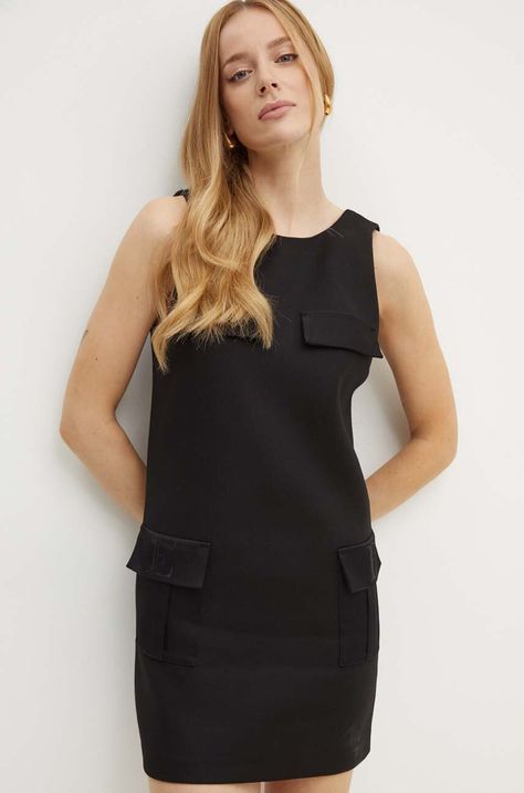 Φόρεμα Elisabetta Franchi χρώμα: μαύρο, AB65846E2