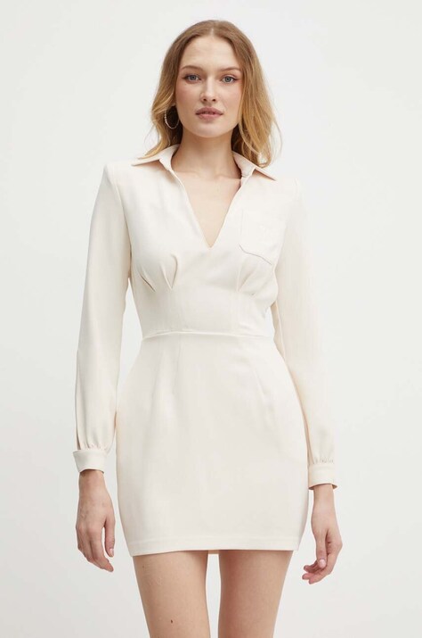 Elisabetta Franchi rochie culoarea bej, mini, dreaptă, AB67646E2