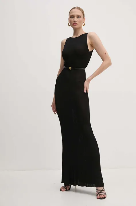 Šaty Elisabetta Franchi čierna farba, maxi, áčkový strih, AM12Q46E2