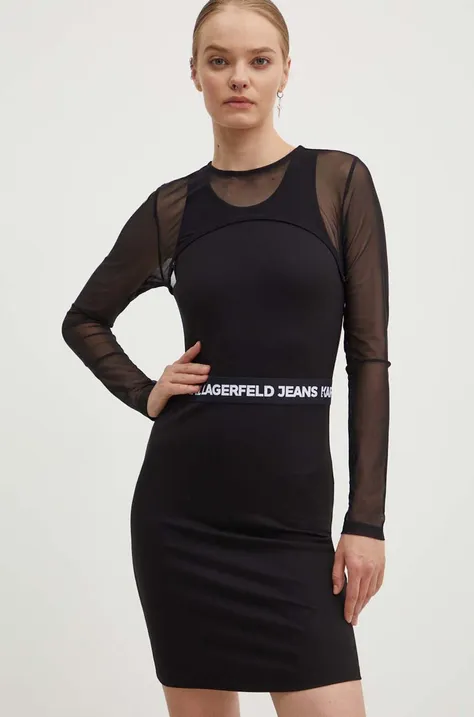 Karl Lagerfeld Jeans sukienka kolor czarny mini dopasowana 245J1306