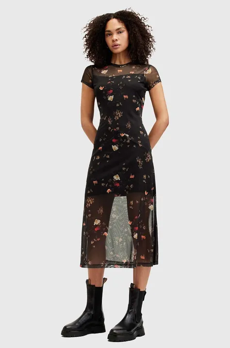 Φόρεμα AllSaints HANNA KORA SS χρώμα: μαύρο, W164DA