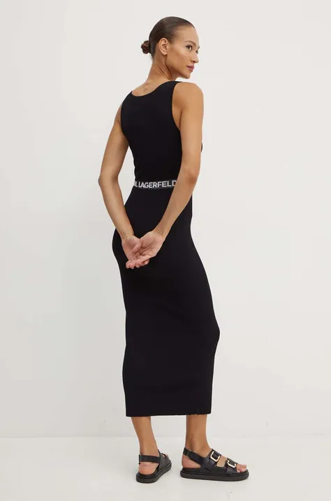 Karl Lagerfeld rochie culoarea negru, maxi, mulata, 245W1332