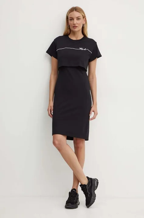 Haljina Karl Lagerfeld boja: crna, mini, ravna, 245W1350