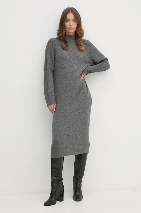 Φόρεμα από μείγμα μαλλιού United Colors of Benetton χρώμα: γκρι, 1235DV01T
