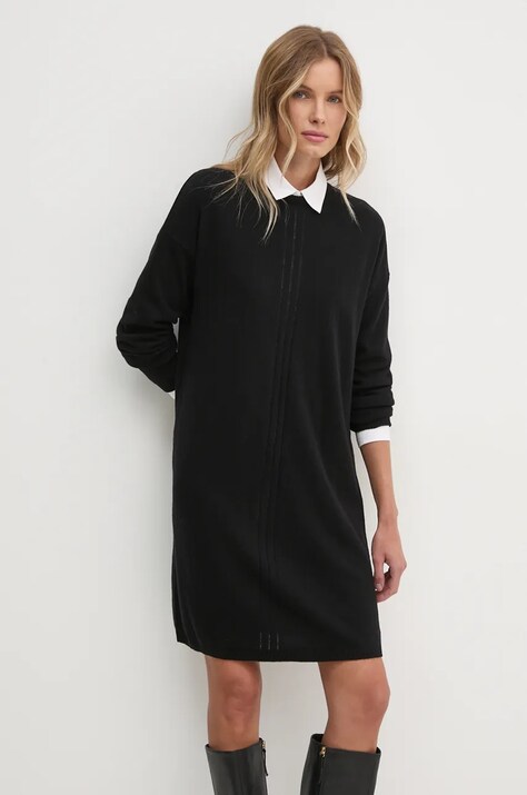 United Colors of Benetton rochie din lana culoarea negru, mini, oversize, 1044DV01S