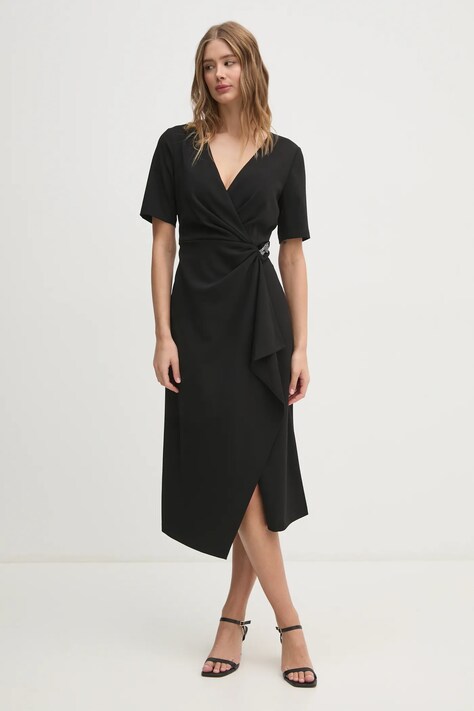Dkny rochie culoarea negru, midi, evazată, DD4H1B66