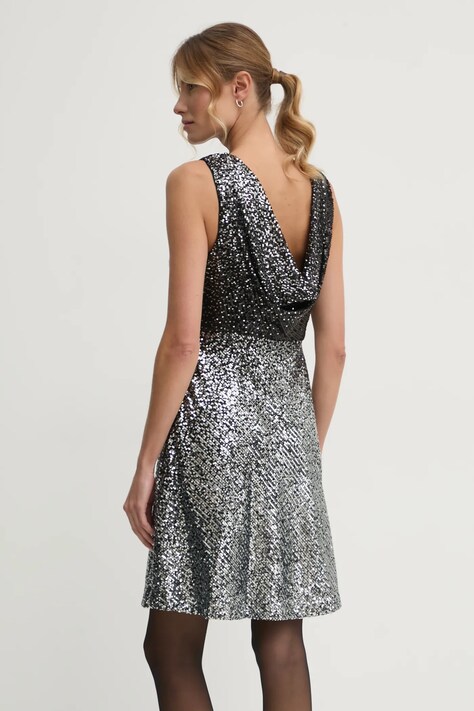 Dkny rochie culoarea argintiu, mini, evazată, DD4HZB44