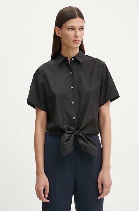 Theory camasa femei, culoarea negru, cu guler clasic, regular, O0504508